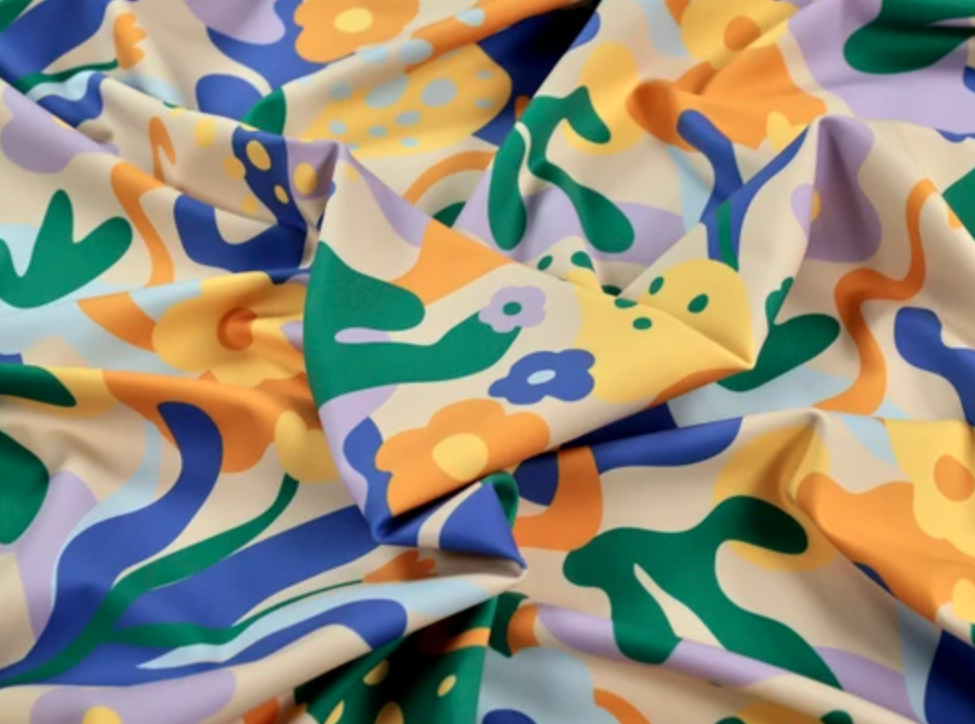Abstract Daisy Gym/ Yoga Jersey - Sand